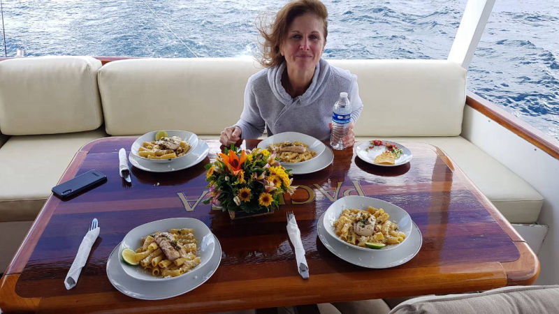 happy guests having lunch